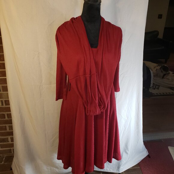 Signature by Robbie Bee Red Dress, Size M - Picture 2 of 7